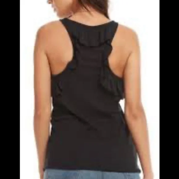 Chaser Black Rib Ruffle Back Racer Tank - Picture 5 of 6